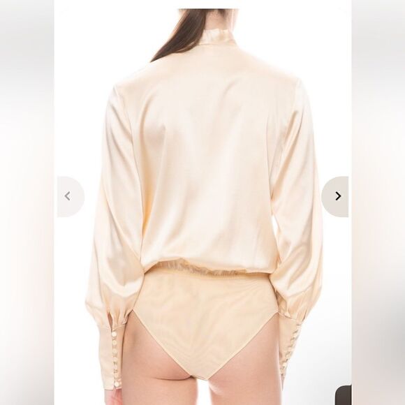 NEW JONATHAN SIMKHAI CHARMEUSE WRAP FRONT BODYSUIT SMALL - Picture 6 of 14